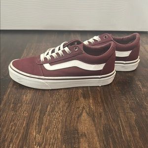 Vans Womens Burgundy and White Sneakers